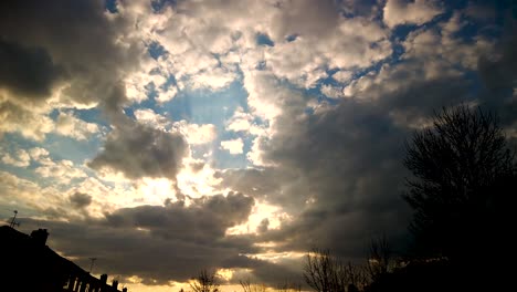 dramatic fluffy clouds, sunset timelapse