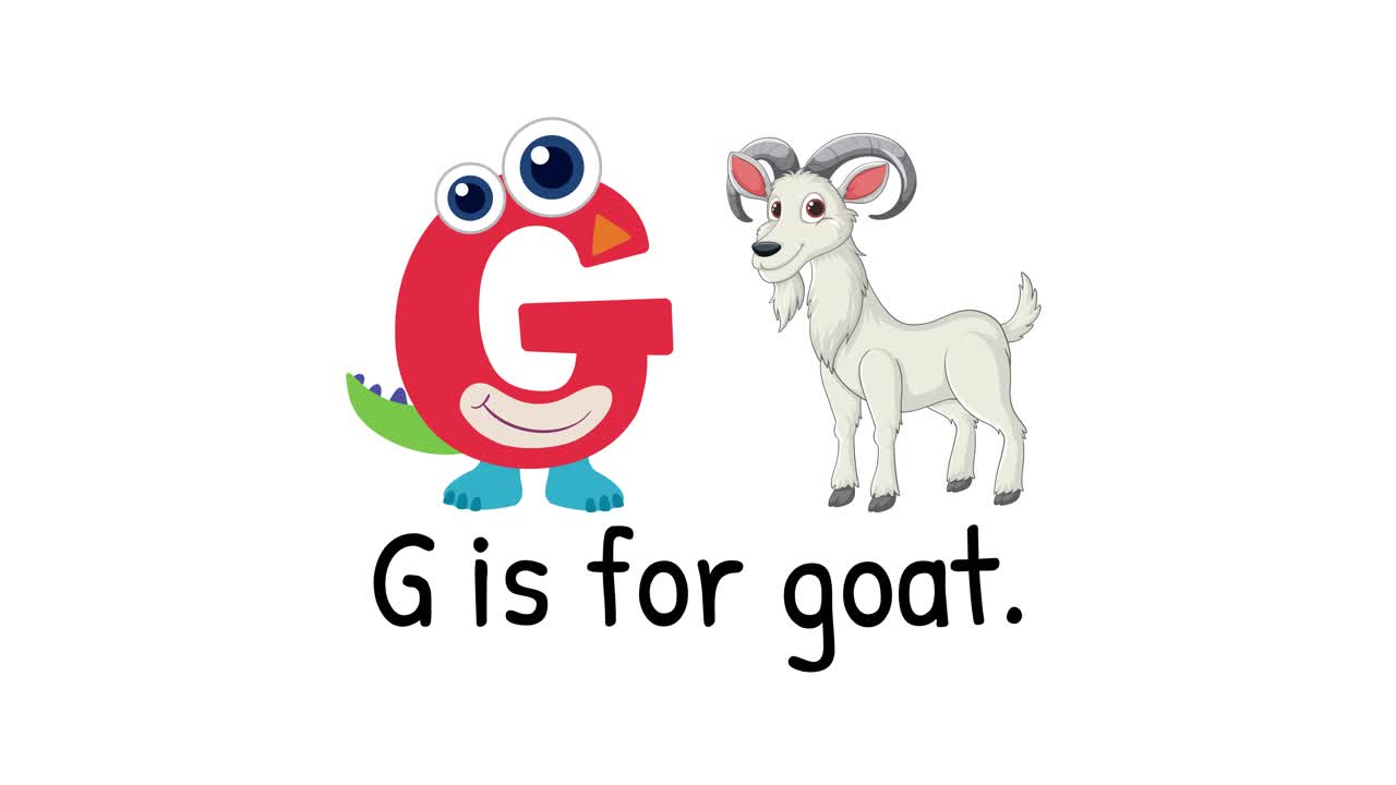 Playful animation of letter G transforming into a goat with vibrant colors and engaging transitions