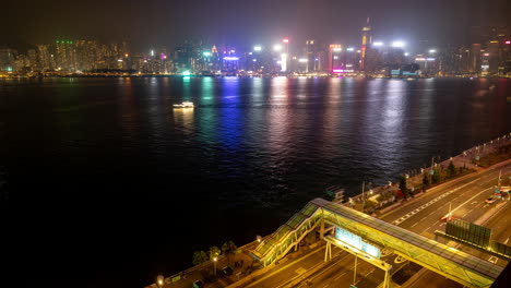 hong kong - 19 march 2025 : timelapse at night of traffic on a highway in kowloon, hong kong