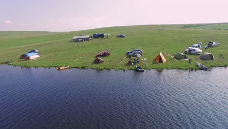 camping by lake - drone 2