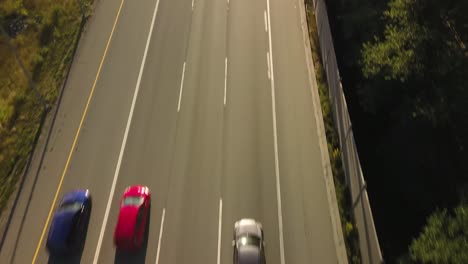 birds eye view of traffic during sunset