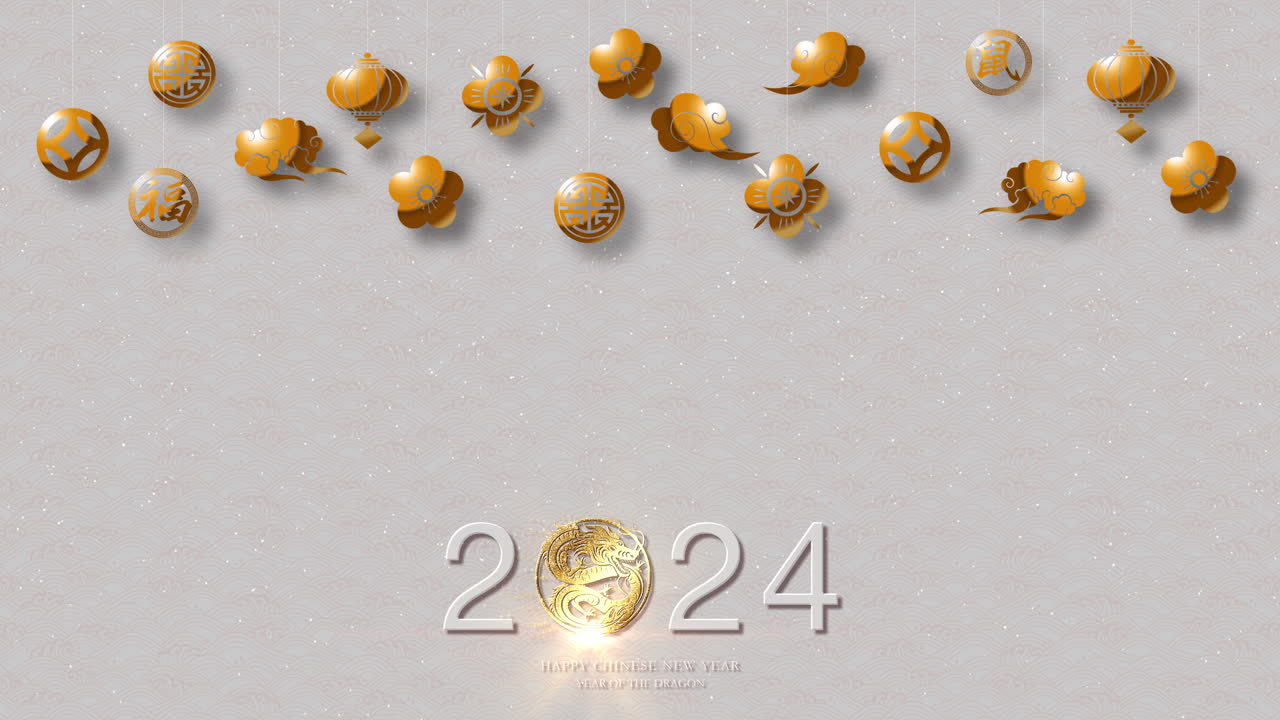 año nuevo chino, decoración de fondo del año del dragón con íconos desplegables con la palabra heng - traduzca como pueda lograr mayor riqueza