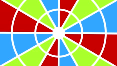 ventilador de tipo objeto circular de varios colores que gira en el sentido de las agujas del reloj, con el punto de anclaje posicionado en el centro y cubre todo el fondo.