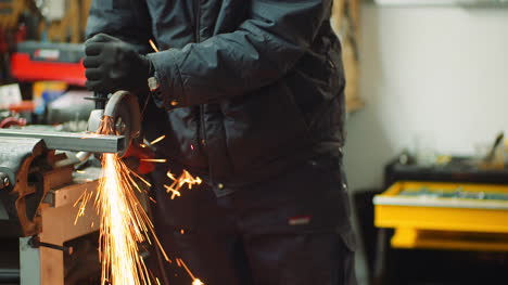 angle grinder cutting metal at workshop 41