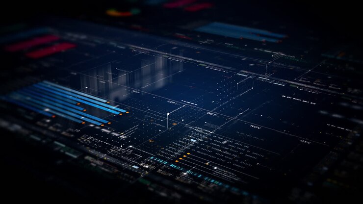 Business stock market, trading, info graphic with animated graphs, charts and data numbers insight analysis to be shown on monitor display screen for business meeting mock up theme