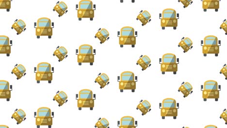 animation of school bus icons moving on white background