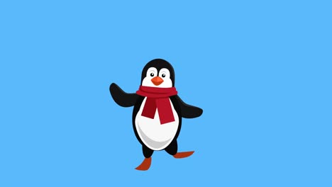 cartoon little penguin flat christmas character music dance animation includes matte