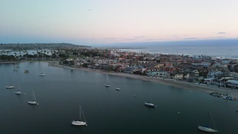 Sailboats-At-Santa-Barbara-Cove-On-Mission-Bay-In-San-Diego,-United-States