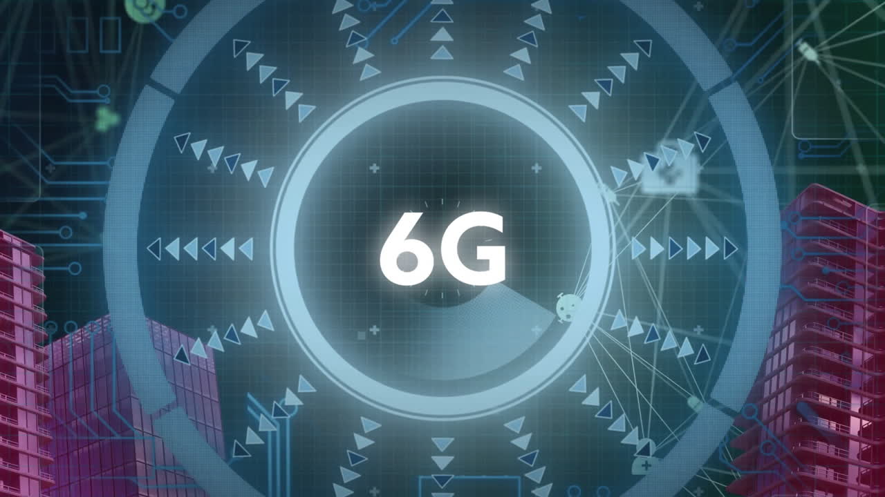 연결 네트워크를 통해 6g 텍스트 및 데이터 처리의 애니메이션