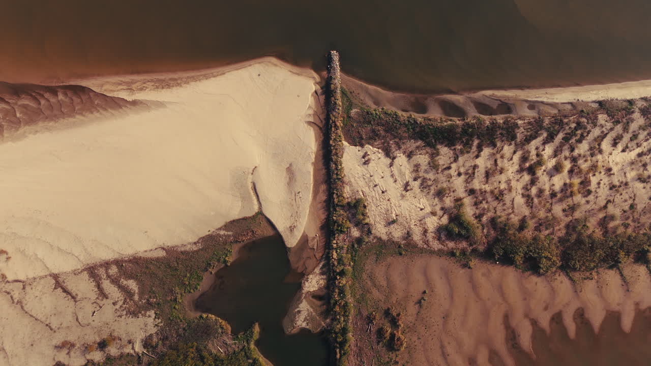 Aerial View of River Sandbar and Delta