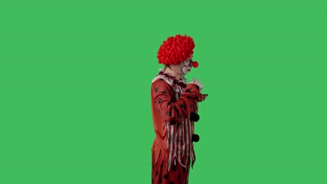 clown on a green screen