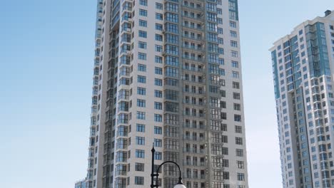 low angle establishihg shot of modern residential area buildings architecture