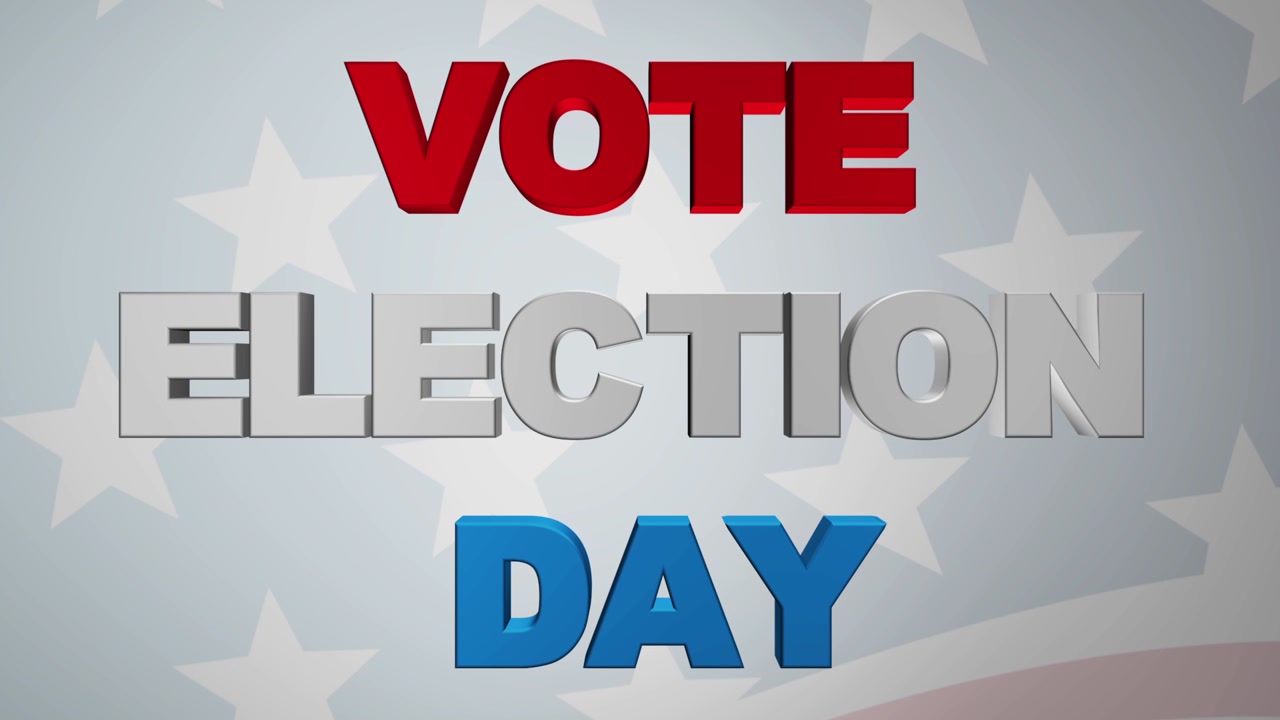 A 3D graphic of "VOTE ELECTION DAY