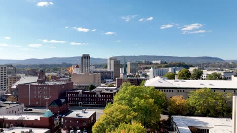 chattanooga tennessee aerial push in past church steeple