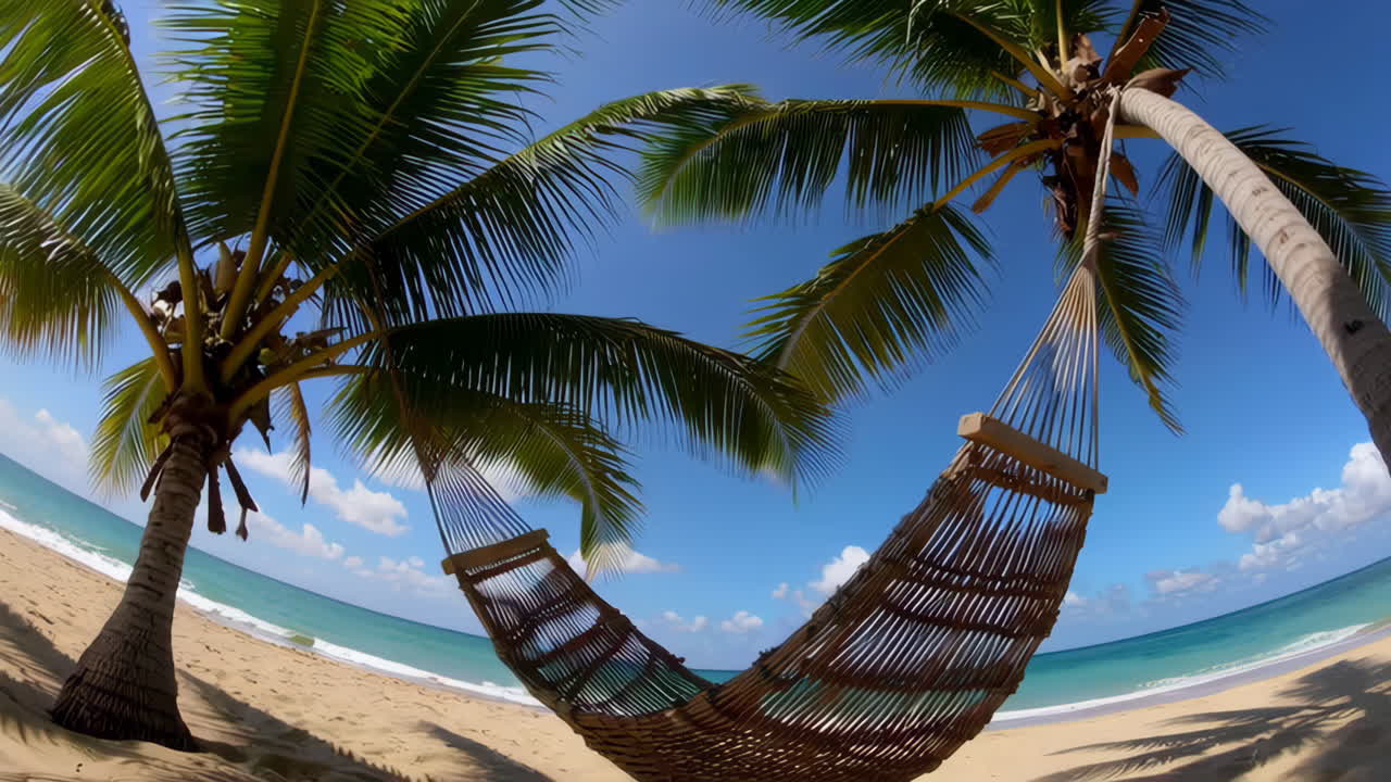 Tropical Beach Hammock with Palm Trees