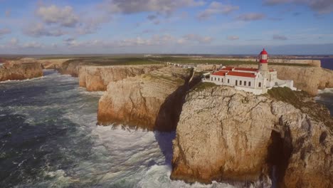 Grandes-Olas-En-El-Punto-Más-Al-Suroeste-De-Europa,-Cabo-De-São-Vicente-Y-Sagres-En-El-Algarve,-Portugal