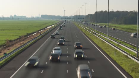 cars time lapse driving on busy dutch highway lanes