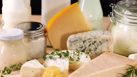 variety of cheeses and dairy items showcased