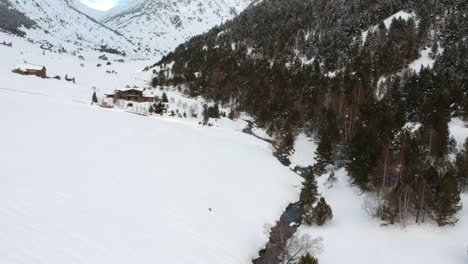 Aerial-views-of-ski-stations,-different-landscapes-and-viewers-in-Andorra-during-the-covid-times