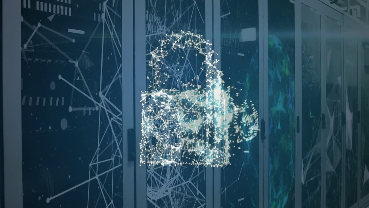 Animation of digital cloud and data processing over computer servers
