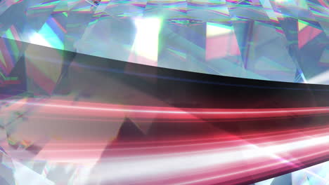 animación de senderos rojos y blancos sobre cristal.