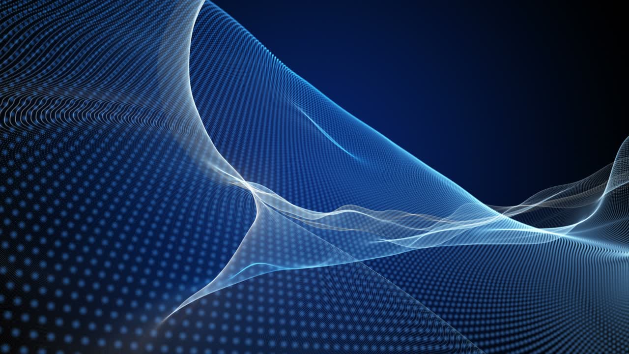 Futuristic animation with particle wave object in slow motion, 4096x2304 loop 4K