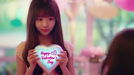 girl holding a valentine's day heart