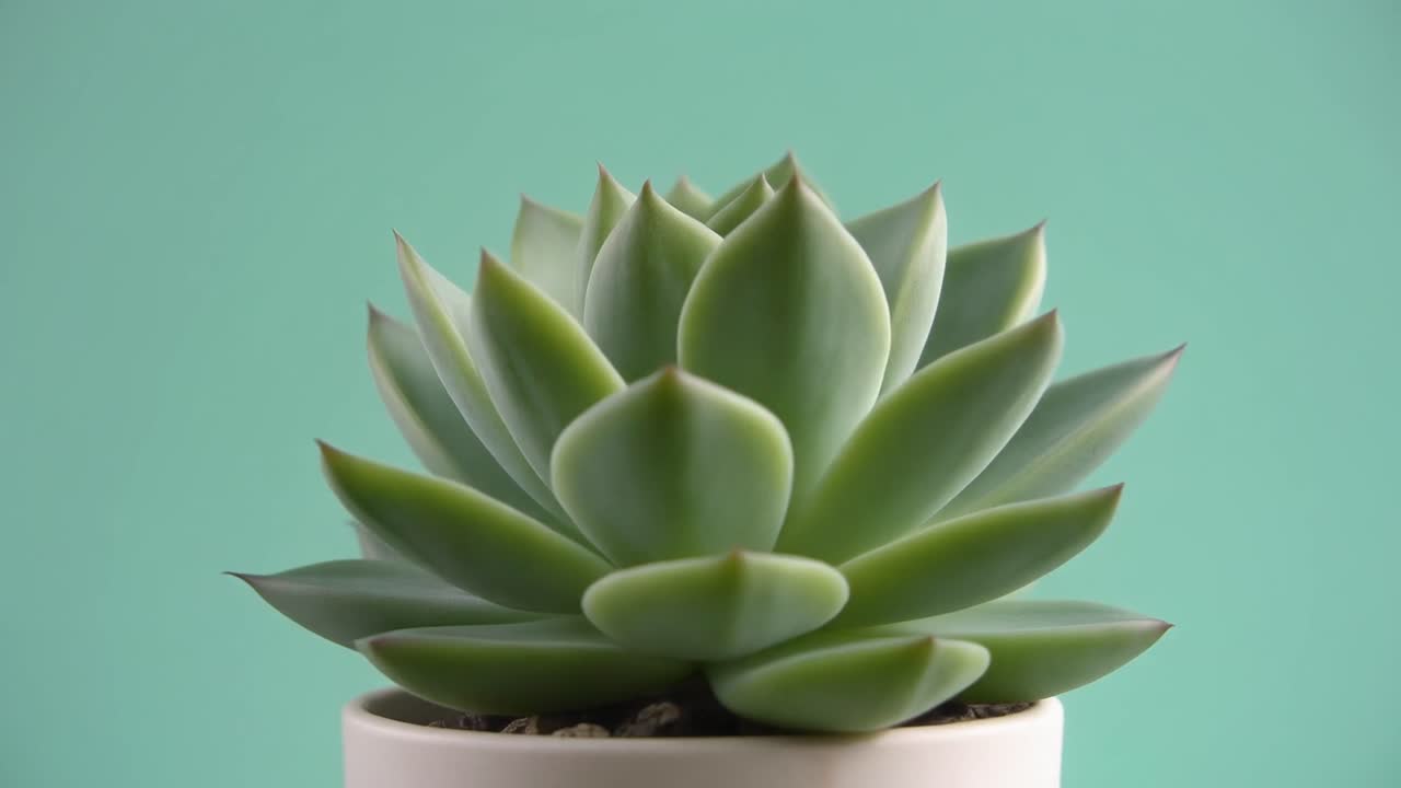 Primo piano di una pianta succulenta verde in un vaso bianco.