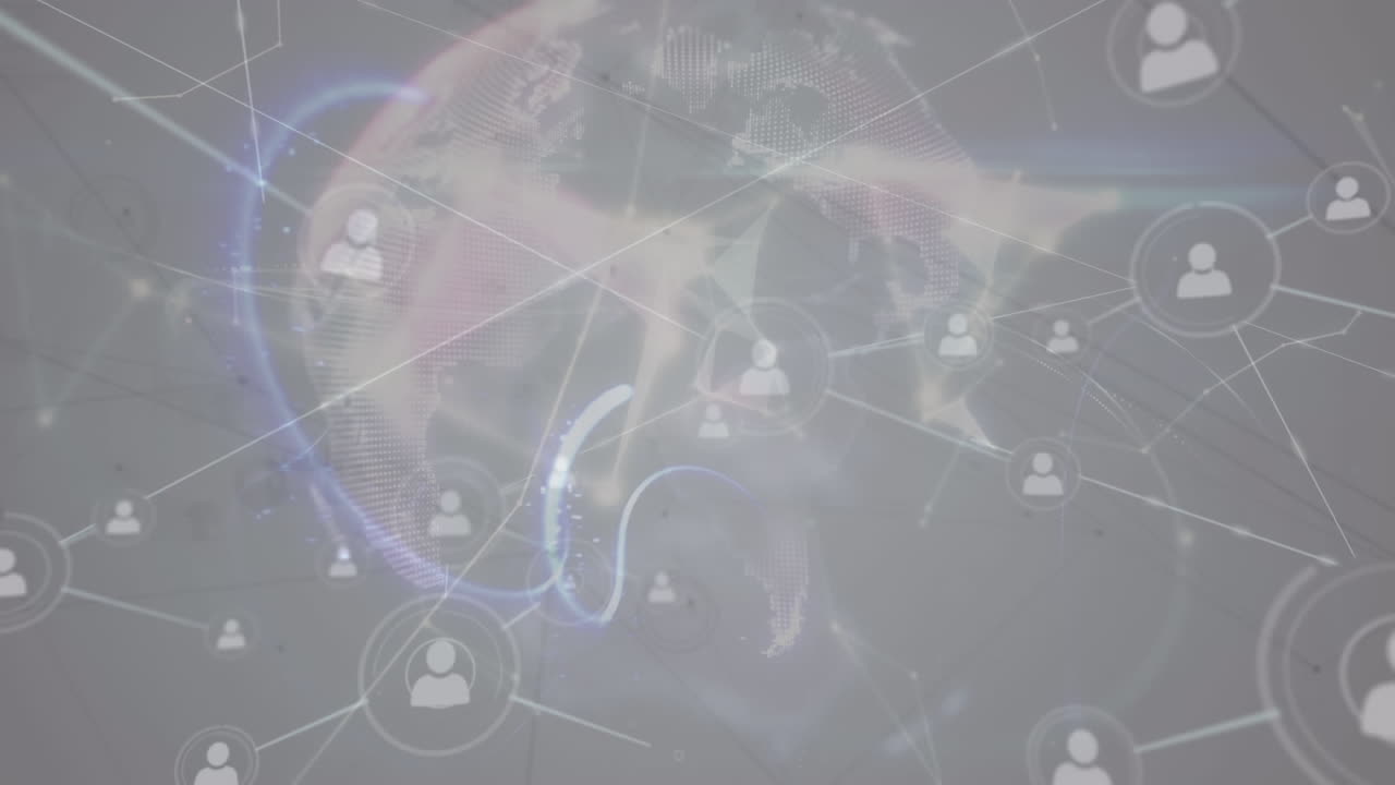 사람들과의 연결의 네트워크와 함께 지구의 애니메이션 아이콘