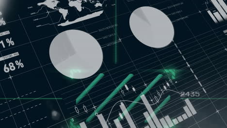 animation of financial data processing over black background