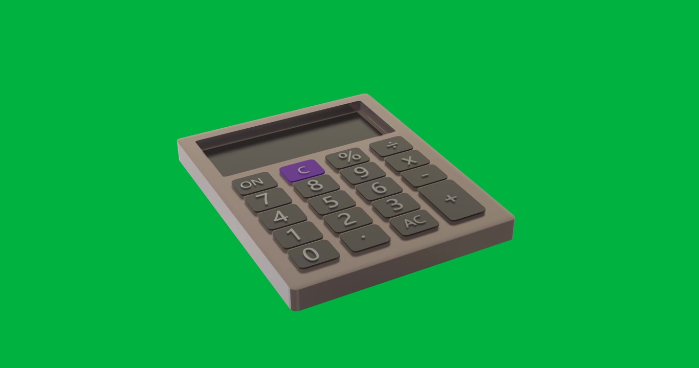 Animation of calculator moving on transparent background