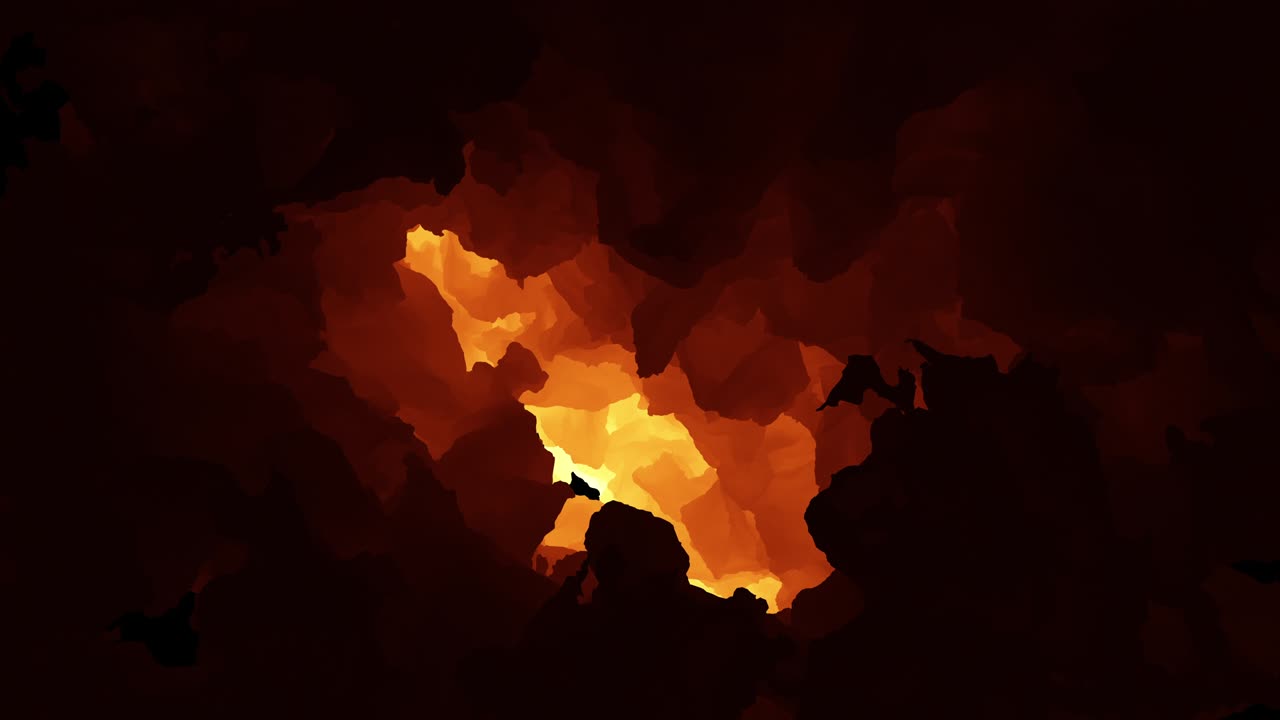 추상적인 불과 불꽃 애니메이션, 모양 회전, 완벽한 루프