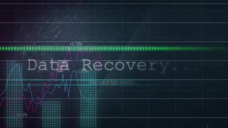 animación de texto y procesamiento de datos sobre cuadrícula sobre fondo oscuro