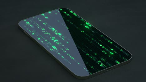 teléfono móvil genérico con código digital bucle sin costuras animación de renderización 3d
