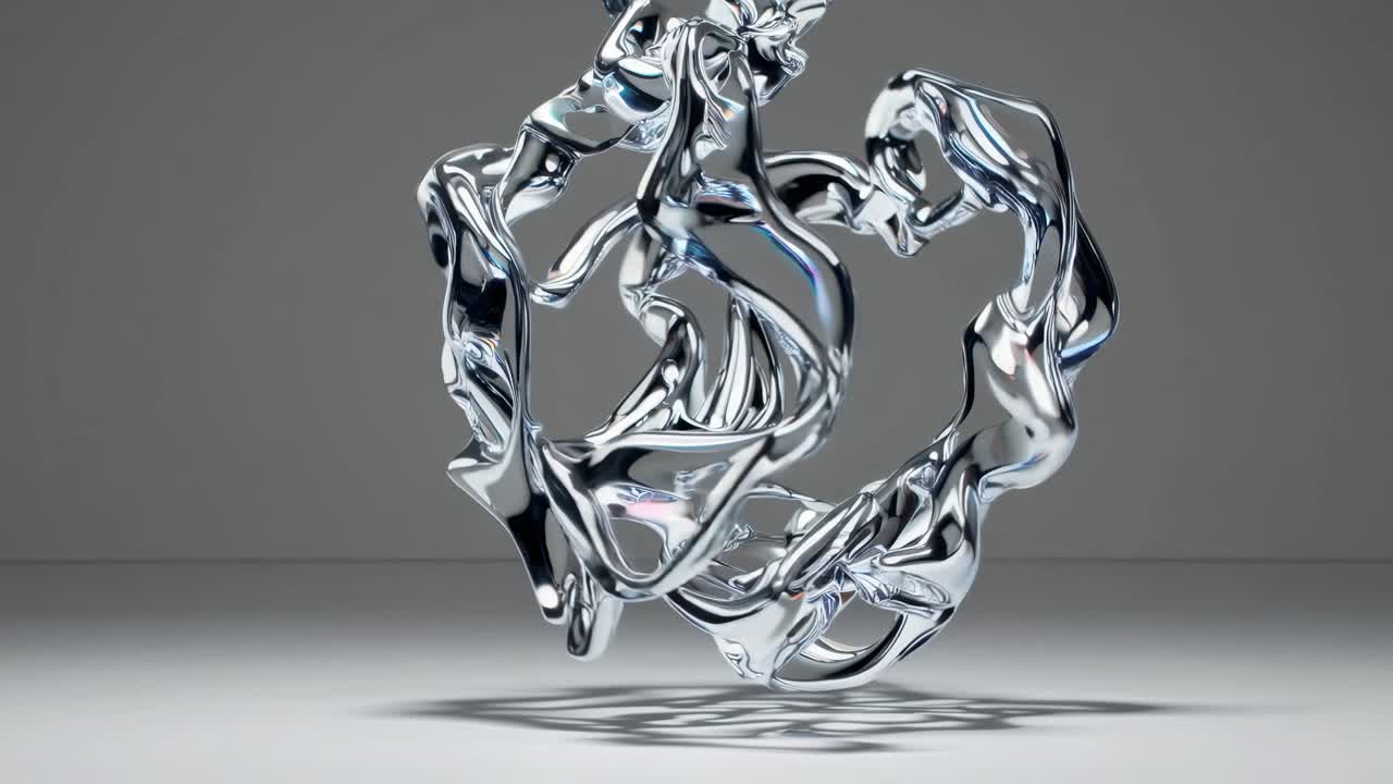 Abstract 3D Rendered Metal Sculpture