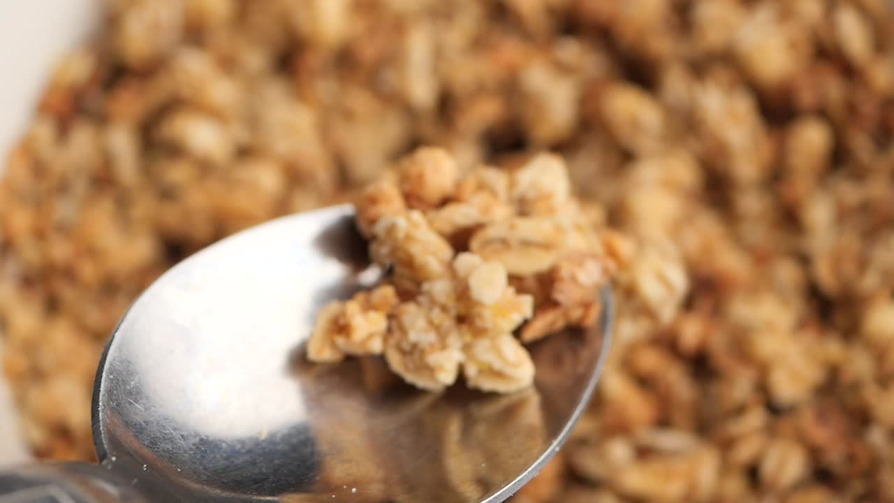 Granola on a spoon