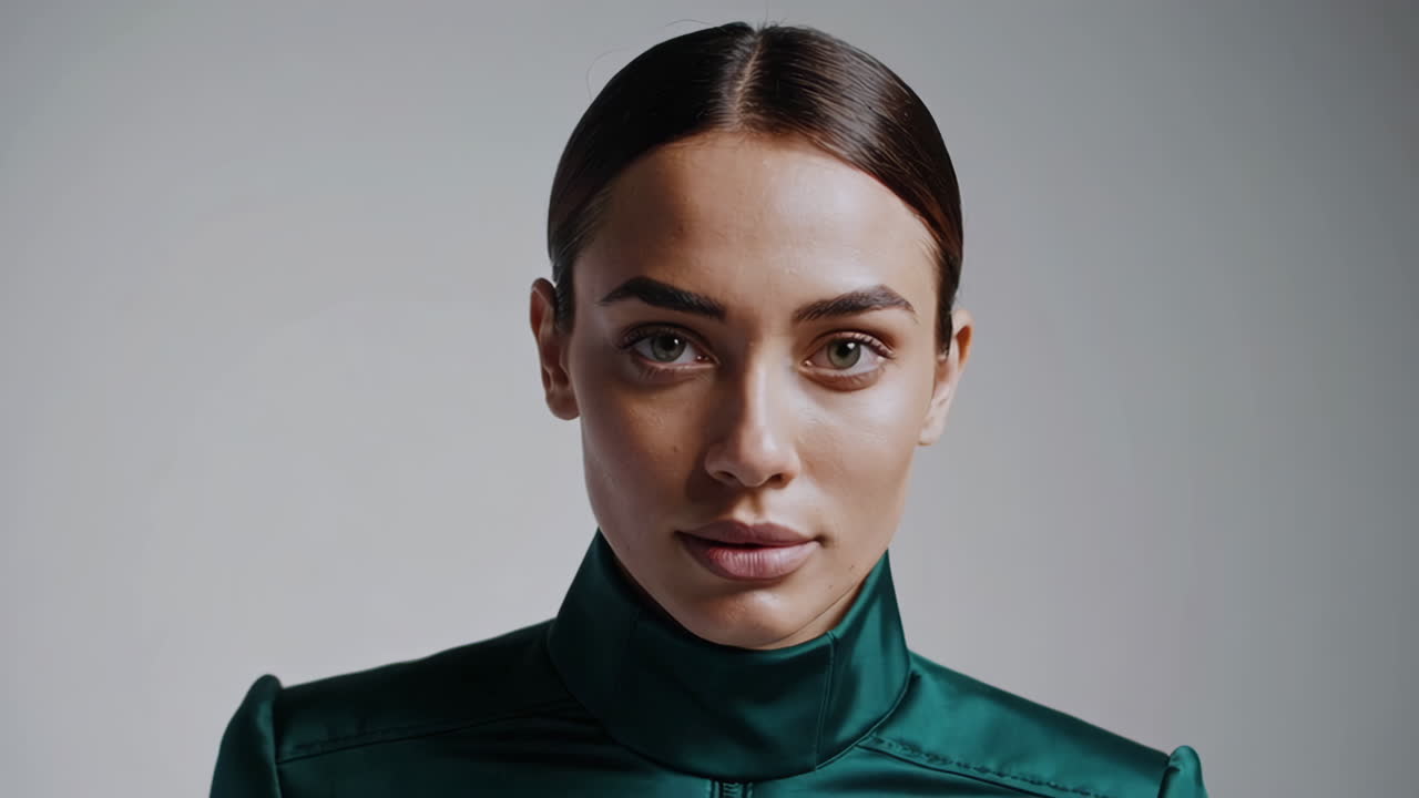 Stylish Woman in Emerald Green Outfit