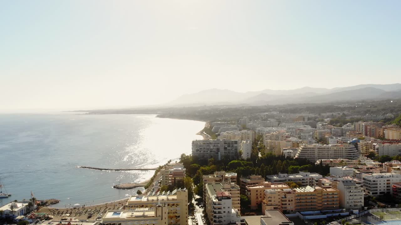 Drone shot panning at Marbella