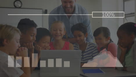 animación de estadísticas y procesamiento de datos sobre diversos escolares en el aula