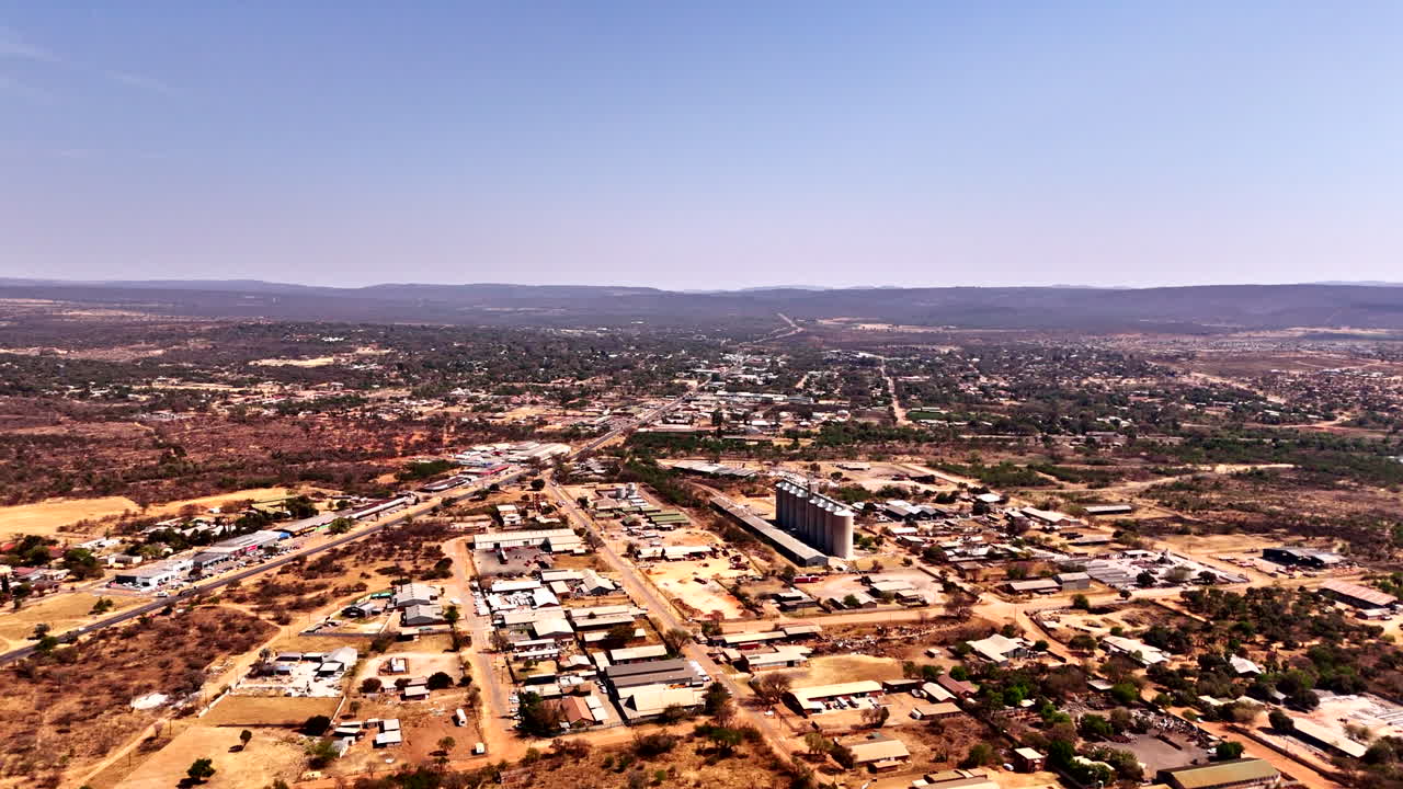 Drone 4K - Modimolle, Limpopo, South Africa - farming community with grain silos and tourism activities int he local area