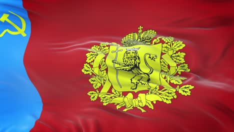 vladimirskaya oblast (federal subject of russia) flag waving in the wind with highly detailed fabric texture. seamless loop