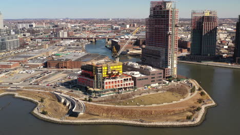 a high angle view of the east river looking towards long island city on a sunny day