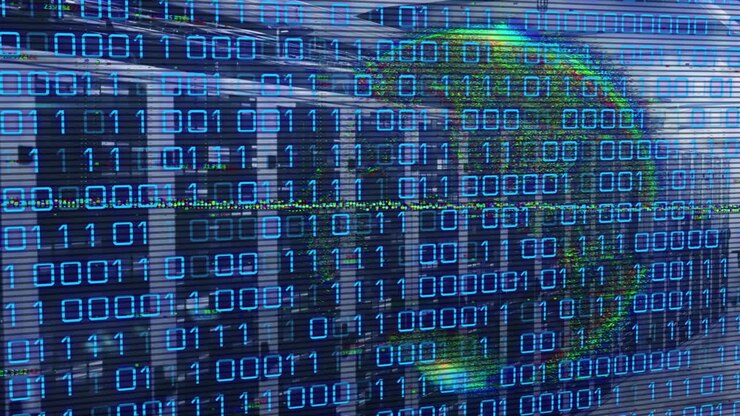 Animation of data processing over server room