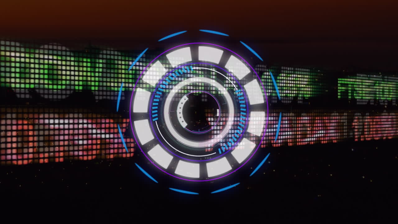 Animation of scope scanning over stock market on black background