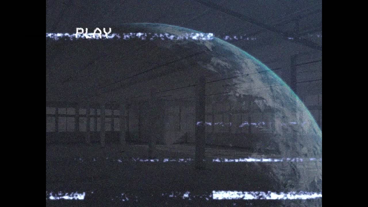 창고 위의 지구와 함께 화면에 디지털 인터페이스를 재생하는 애니메이션