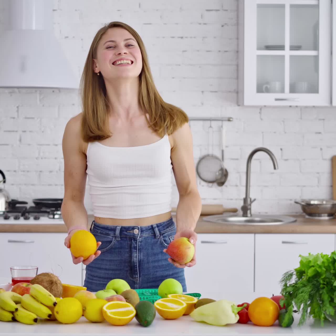 Pretty woman in her kitchen