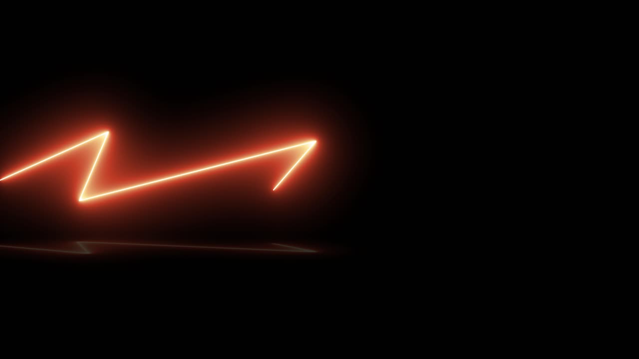 Abstract Glowing Neon Line Drawing Zigzag Pattern on Black Background