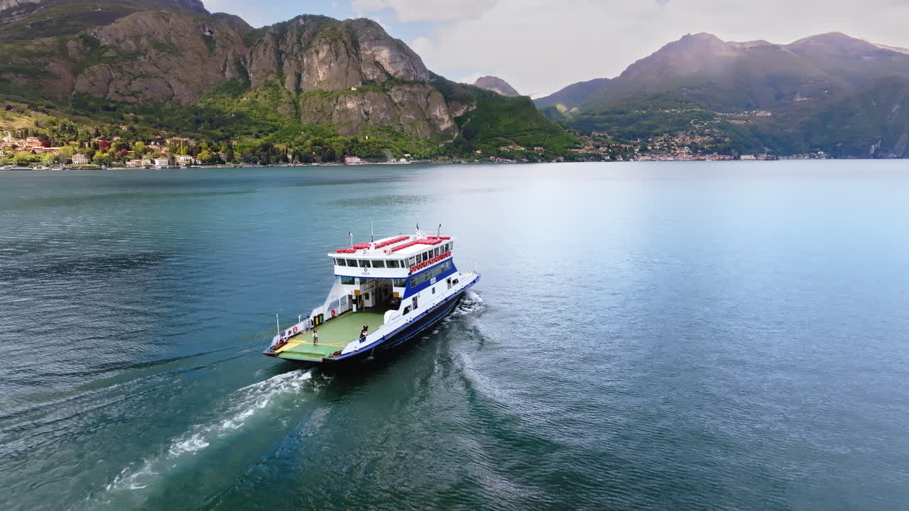 Ship navigating on Lake Como on a sunny day Italy