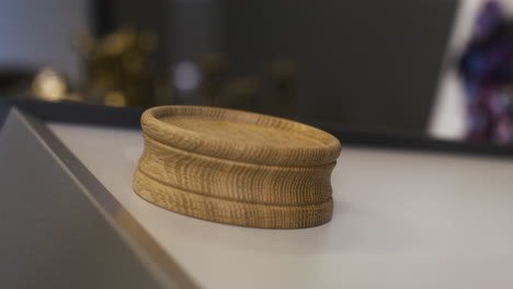 Close-up-of-gavel-on-lectern