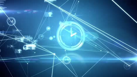 animación de la red de conexiones durante el reloj moviéndose rápidamente